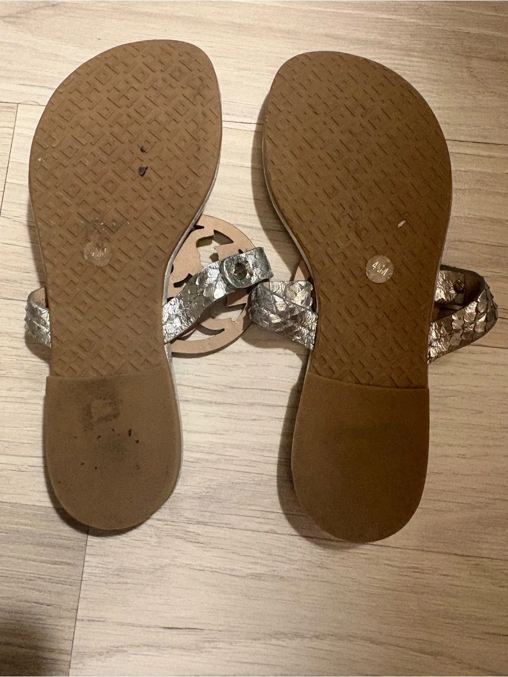Tory Burch Metallic Silver Sandals
